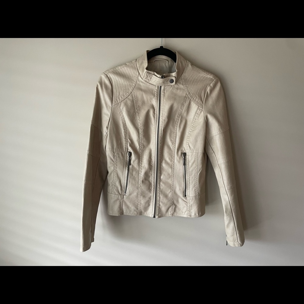 Max Studio Max Jeans Faux Leather Biker Jacket